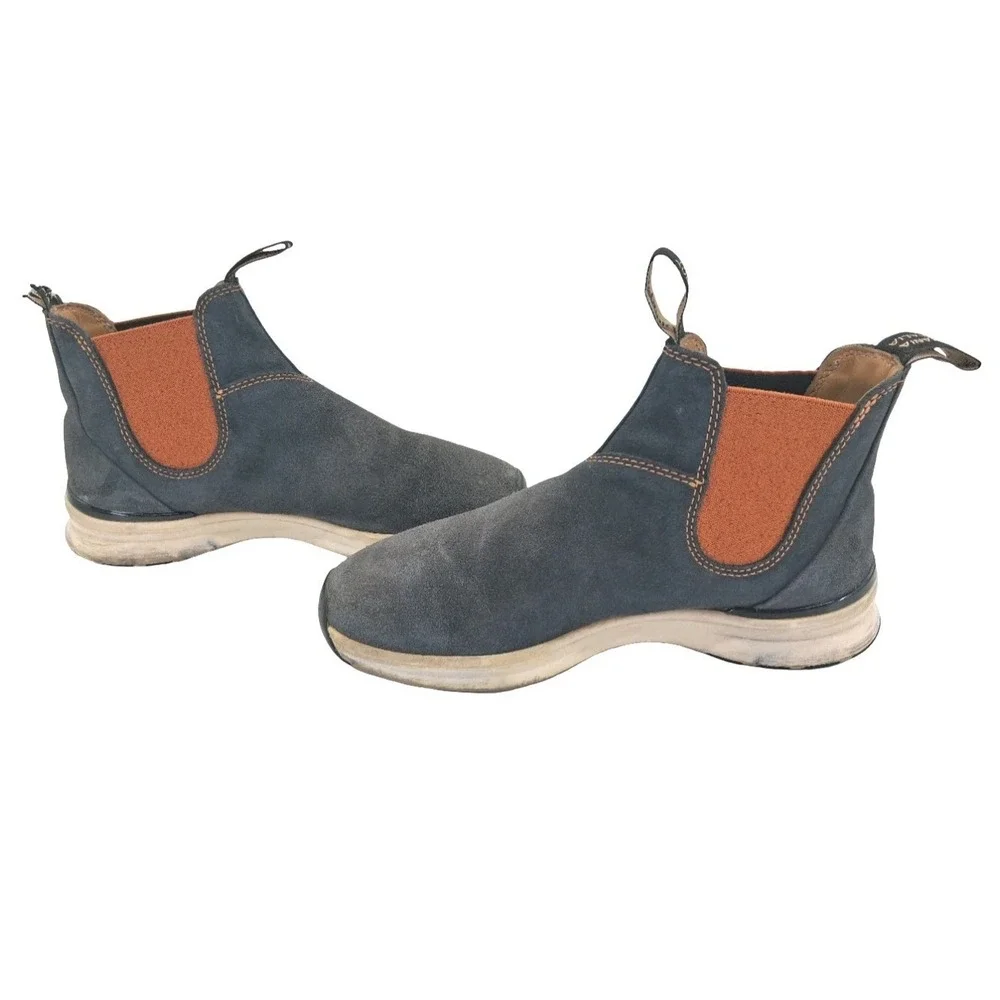 Blundstone Boots Mens Size 8 Blue Gray Suede Chelsea Pull On Ankle Casual Boots